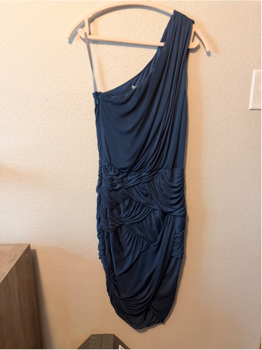 Women's Halston Heritage One Shoulder Ruched Dress Blue Size S